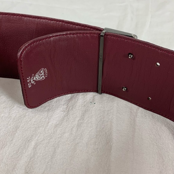 GUCCI Wide Burgundy Lizard and Leather Belt 70-28 main image 10